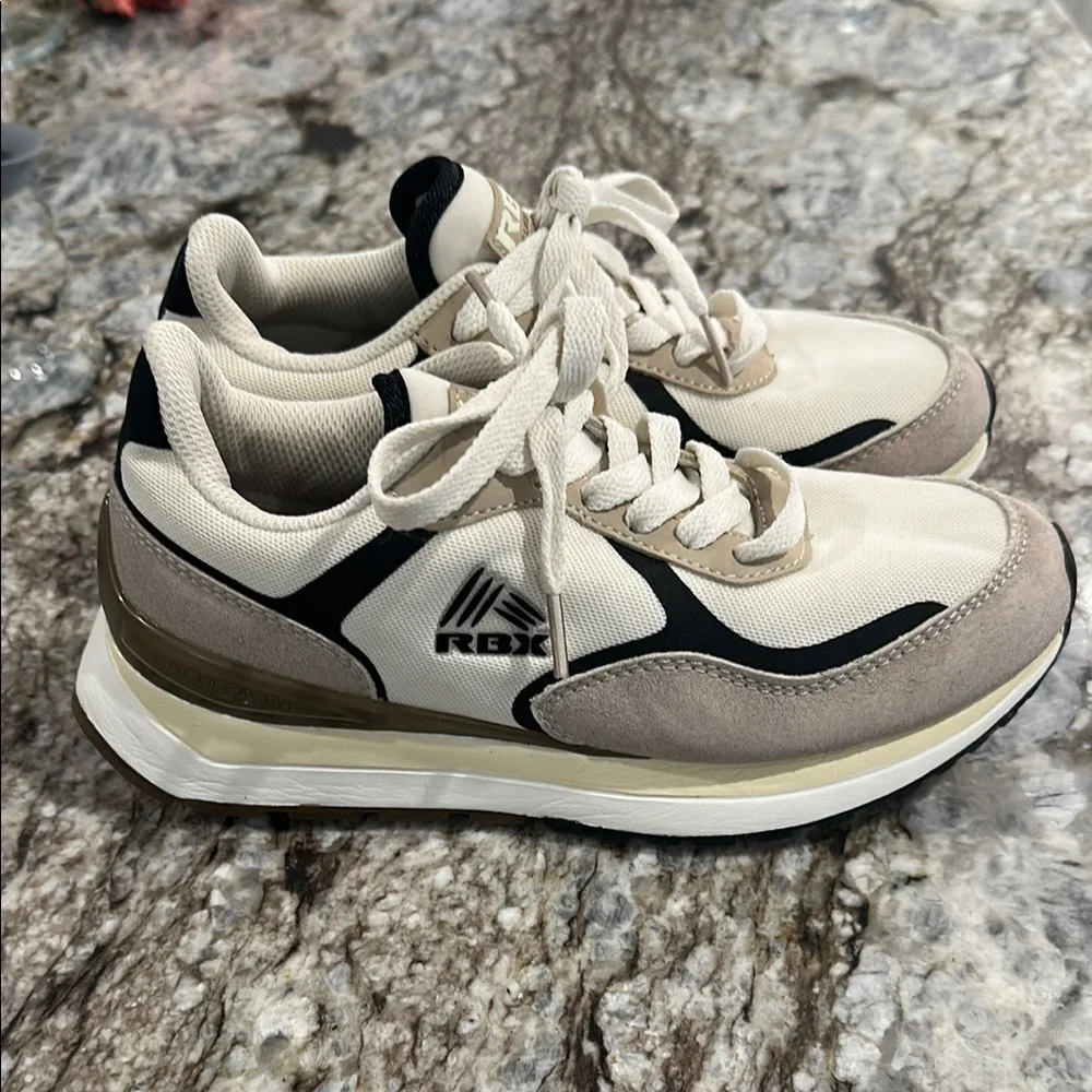 RBX Cream and Black Chunky Sneakers - Picture 2 of 4